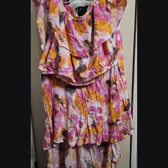 Torrid - Multi Watercolor Tie-Dye Off Shoulder Skirt Set - 4X - Picture 2 of 3